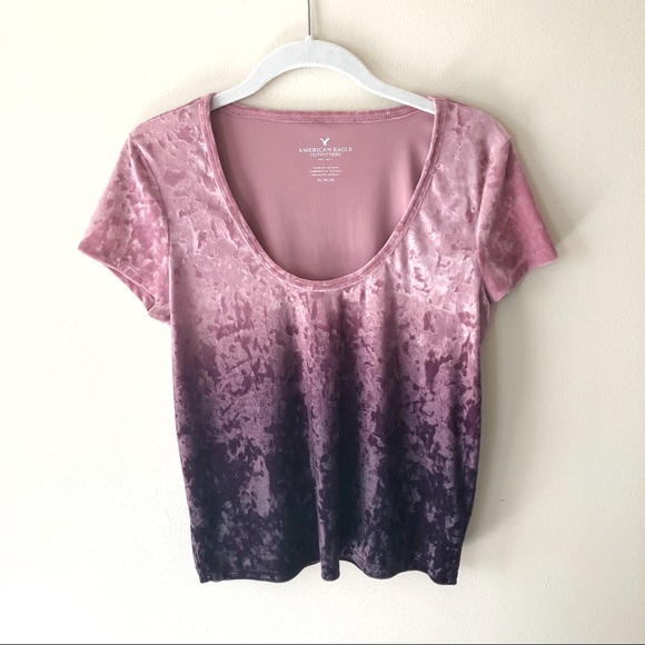 American Eagle Outfitters Tops - American Eagle • pink & purple crushed velvet top